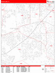 Sugar Land  Wall Map Red Line Style